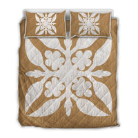 Hawaiian Royal Pattern Quilt Bed Set - Gold - G1 Style - AH Gold - Polynesian Pride