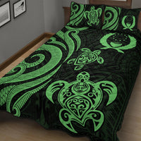 Pohnpei Quilt Bed Set - Green Tentacle Turtle - Polynesian Pride