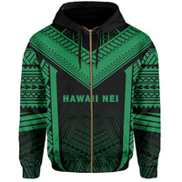 Hawaii Kanaka Polynesian Zip up Hoodie Active Green - Polynesian Pride