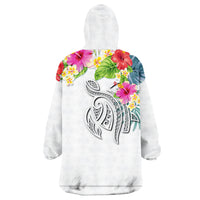 Guam Polynesian Summer Plumeria White Wearable Blanket Hoodie LT9 - Polynesian Pride