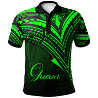 Guam Polo Shirt Green Color Cross Style Unisex Black - Polynesian Pride