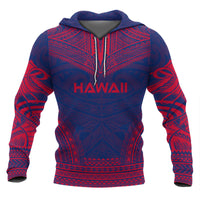 Hawaii Polynesian Chief Hoodie Flag Version Unisex Blue - Polynesian Pride