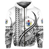 Cook Islands Rugby Zip Hoodie Simple Unisex White - Polynesian Pride