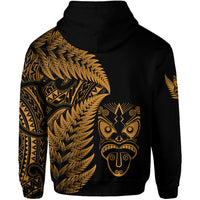 New Zealand Haka Rugby Maori Zip Hoodie Silver Fern Vibes Gold LT8 - Polynesian Pride