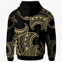 Hawaii Zip up Hoodie Hammerhead Shark Tribal Pattern - Polynesian Pride