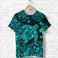 Hawaii Turtle Polynesian T Shirt Plumeria Flower Unique Style Turquoise LT8 - Polynesian Pride