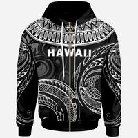 Hawaii Custom Zip up Hoodie Unique Serrated Texture White - Polynesian Pride