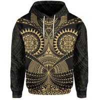 Polynesian Tattoo All Over Print Hoodie Gold Unisex Black - Polynesian Pride