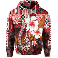 Custom Hawaii Fish Hook Hoodie Red Style LT6 Unisex Red - Polynesian Pride