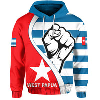 West Papua Hoodie Clenched Hands Flag LT6 Unisex Blue - Polynesian Pride