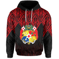Tonga Hoodie Ngatu Black and Red Style LT6 Unisex Red - Polynesian Pride