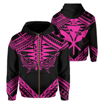 Hawaii Shark Polynesian Kanaka Pink Hoodie (Zip up) Candy Style Unisex Black - Polynesian Pride