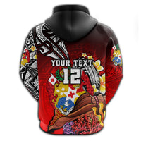 Custom Tonga Rugby Zip Hoodie Polynesian Ocean World Style - Polynesian Pride