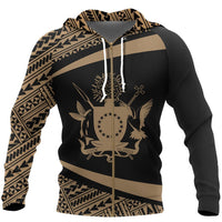 Cook Islands Polynesia Zip up Hoodie Circle Gold Ver 2.0 Unisex White - Polynesian Pride