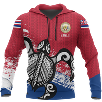Hawaii Honu Hoodie Hawaii Flag Seal Special Version A02 Unisex Red - Polynesian Pride