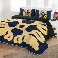 Hawaiian Royal Pattern Quilt Bed Set - Indigo - M1 Style - AH - Polynesian Pride
