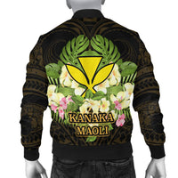 Hawaii Kanaka Maoli Men's Bomber Jacket - Polynesian Gold Patterns Collection - Polynesian Pride