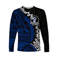 (Custom Personalised)Cook Islands Long Sleeve Shirts Rakahanga Polynesian Style LT6 Unisex Blue - Polynesian Pride
