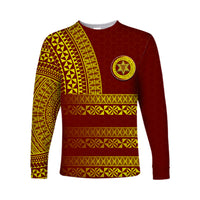 (Custom Personalised)Tonga High School Long Sleeve Shirt Tonga Tattoo Style LT6 Unisex Brown - Polynesian Pride