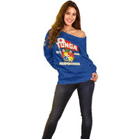 Tonga Independence Off Shoulder Sweater 2023 Blue Style LT6 - Polynesian Pride