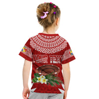 Personalised Tonga Independence Day Kid T Shirt Kumete Kava Bowl With Plumeria LT7 - Polynesian Pride