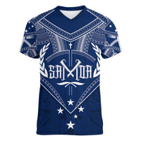 Personalised Samoa Independence Day Women V Neck T Shirt Chest Tattoo Symbolic Style LT7 - Polynesian Pride