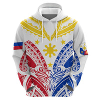 Custom Philippines Independence Day Hoodie Tribal Sun and Stars Ver 02 LT7 Zip Hoodie White - Polynesian Pride