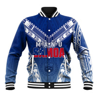 Personalised Samoa Rugby Baseball Jacket Manu Samoa Gradient Blue LT7 Unisex Blue - Polynesian Pride