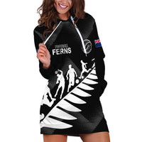Personalised New Zealand Football Ferns Hoodie Dress Women's World Cup 2023 Sporty Vibes LT7 - Polynesian Pride