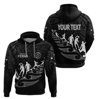 Custom New Zealand Football Ferns Hoodie Women's World Cup 2023 Tribal Koru Pattern LT7 Pullover Hoodie Black - Polynesian Pride