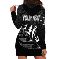 Personalised New Zealand Football Ferns Hoodie Dress Women's World Cup 2023 Tribal Koru Pattern LT7 - Polynesian Pride