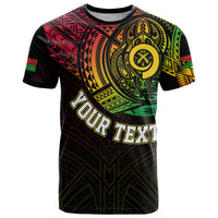 Custom Vanuatu T Shirt Turtle Chest Tattoo Flag Color LT7 Black - Polynesian Pride