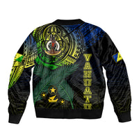 Personalised Vanuatu Bomber Jacket Turtle Chest Tattoo Flag Color - Malampa LT7 - Polynesian Pride