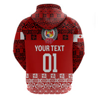 Custom Tonga Hoodie Emancipation Day Simple Ngatu Heilala Flower Red LT8 - Polynesian Pride