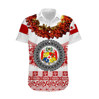 (Custom Personalised) Tonga Emancipation Day Hawaiian Shirt Independence Day - Fancy Kahoa Heilala Flower - White Red LT8 - Polynesian Pride