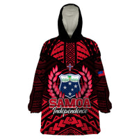 Samoa Independence Day Wearable Blanket Hoodie Ulafa Polynesian Unique Red No3 LT9 Unisex One Size - Polynesian Pride