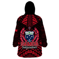 Samoa Independence Day Wearable Blanket Hoodie Ulafa Polynesian Unique Red No3 LT9 - Polynesian Pride