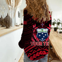 (Custom Personalised) Samoa Independence Day Women Casual Shirt Ulafa Polynesian Unique Red No3 LT9 - Polynesian Pride