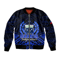(Custom Personalised) Samoa Independence Day Sleeve Zip Bomber Jacket Ulafa Polynesian Unique Blue No2 LT9 Unisex Blue - Polynesian Pride