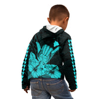 Hawaii Shaka Sign Kid Hoodie Turquoise Version LT9 - Polynesian Pride
