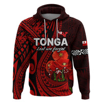 Tonga ANZAC Day Hoodie Lest We Forget Red Version LT9 - Polynesian Pride