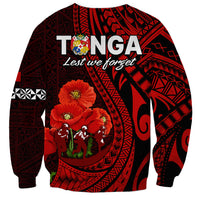 Tonga ANZAC Day Sweatshirt Lest We Forget Red Version LT9 - Polynesian Pride