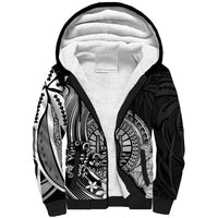 Polynesian Tahiti Island Sherpa Hoodie The Wave of Water - Black LT9 Unisex Black - Polynesian Pride