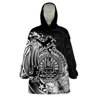 Polynesian Tahiti Island Wearable Blanket Hoodie The Wave of Water - Black LT9 One Size Black - Polynesian Pride