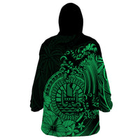 Polynesian Tahiti Island Wearable Blanket Hoodie The Wave of Water - Green LT9 - Polynesian Pride
