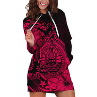 Polynesian Tahiti Island Hoodie Dress The Wave of Water - Pink LT9 - Polynesian Pride