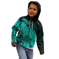 Polynesian Tahiti Island Kid Hoodie The Wave of Water - Turquoise LT9 - Polynesian Pride