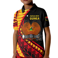 Papua New Guinea Kid Polo Shirt The Greater Bird of Paradise LT9 Kid Black - Polynesian Pride