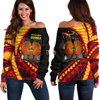 Papua New Guinea Off Shoulder Sweater The Greater Bird of Paradise LT9 Women Black - Polynesian Pride