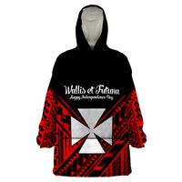 Wallis et Futuna Wearable Blanket Hoodie Happy Independence Day LT9 One Size Red - Polynesian Pride